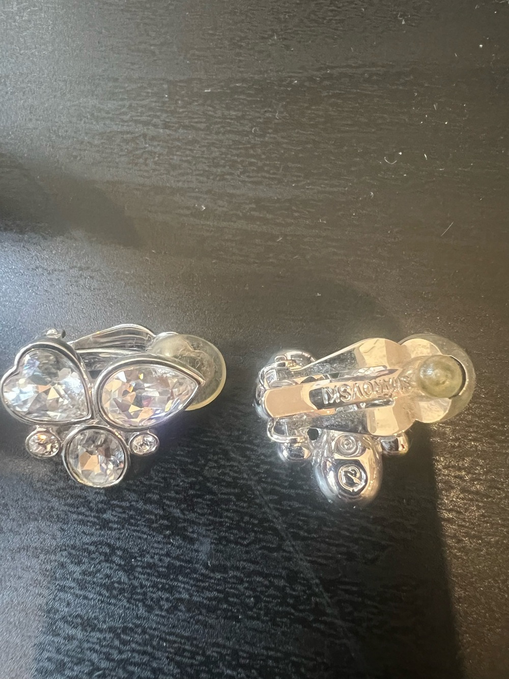 Authentic Swarovski Crystal Cluster Clip-On Earrings – Silver Tone